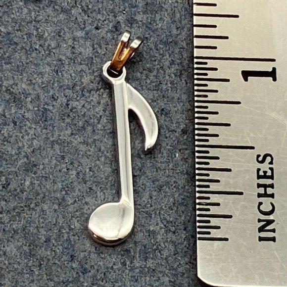 Monet Music Note Pendant Silver Quarter Eighth Note Musician Singer Songwriter - Picture 9 of 9